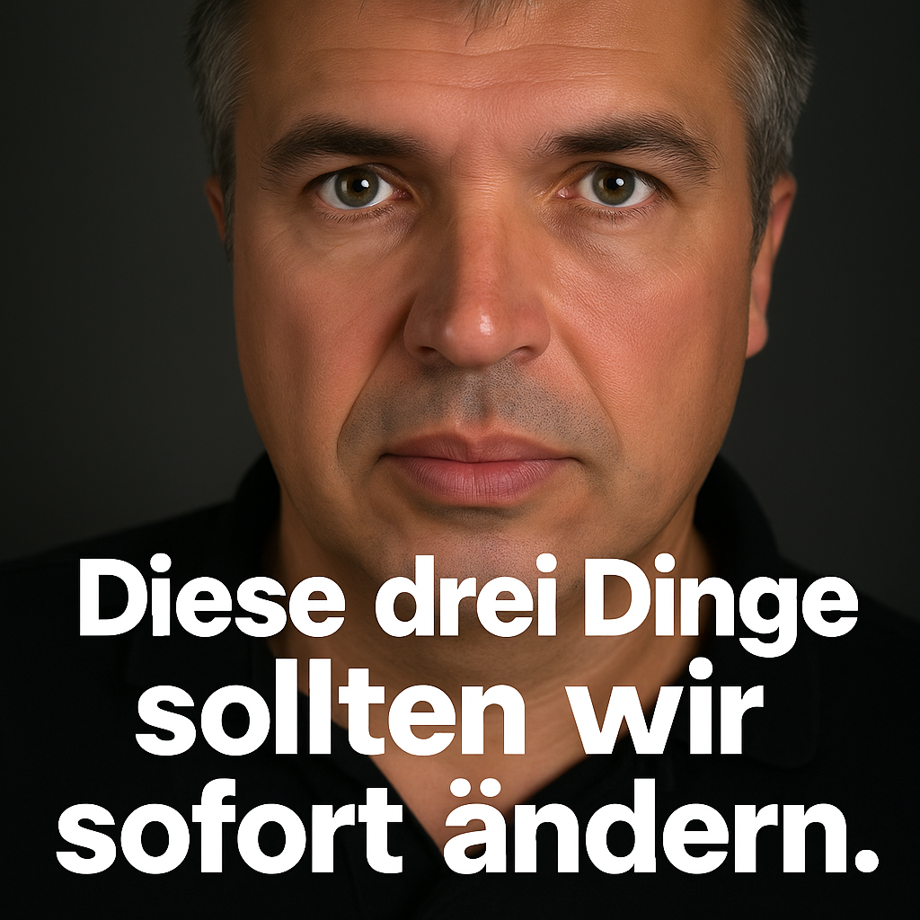 Bernd Wroblewski blickt ernst in die Kamera. Weißer Text: Diese drei Dinge sollten wir sofort ändern.