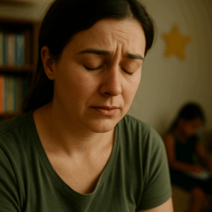 a woman with her eyes closed