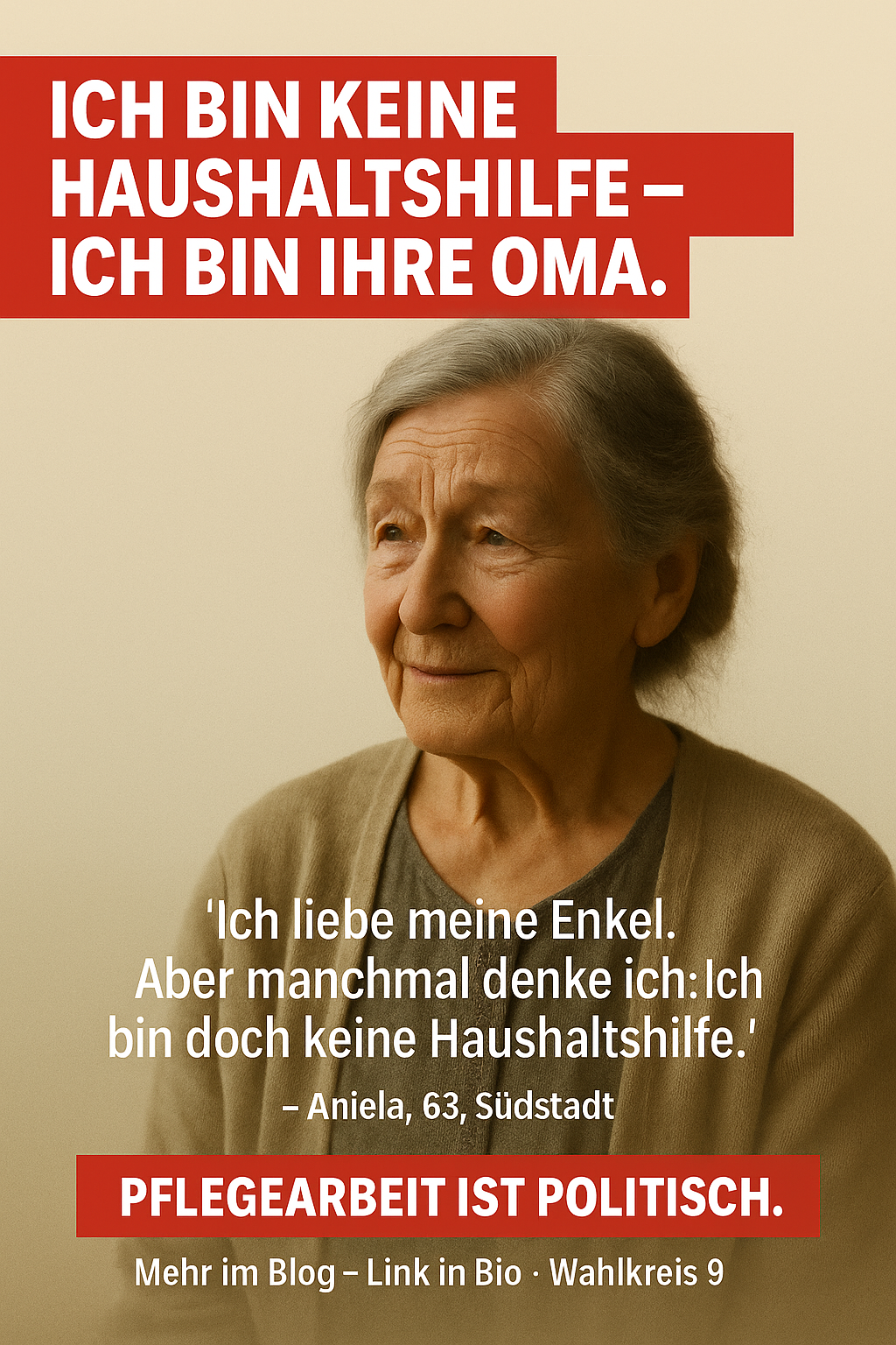 Ältere Frau aus der Südstadt Paderborn mit Wäschekorb – Symbolbild für unbezahlte Pflegearbeit von Großeltern