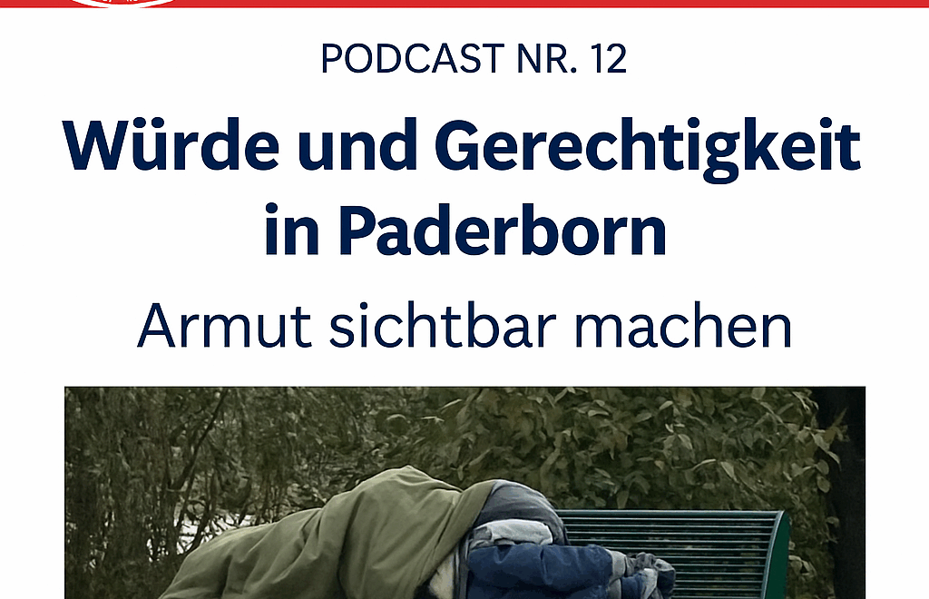 Würde und Gerechtigkeit in Paderborn – Obdachlose Person auf Parkbank, Symbol für Armut und soziale Verantwortung in der Südstadt