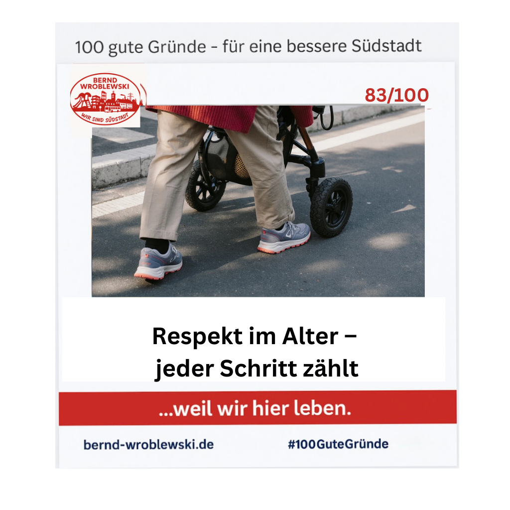Rollatorfahrer auf der Straße – Respekt im Alter zählt in Paderborn Titel: