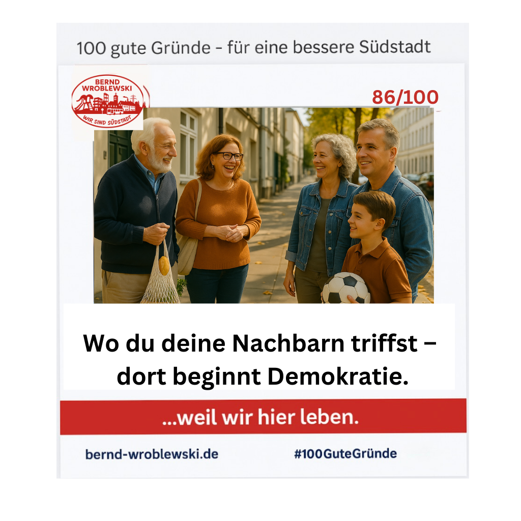 Nachbarn und Kind mit Ball – Gesichter der Südstadt im Gespräch